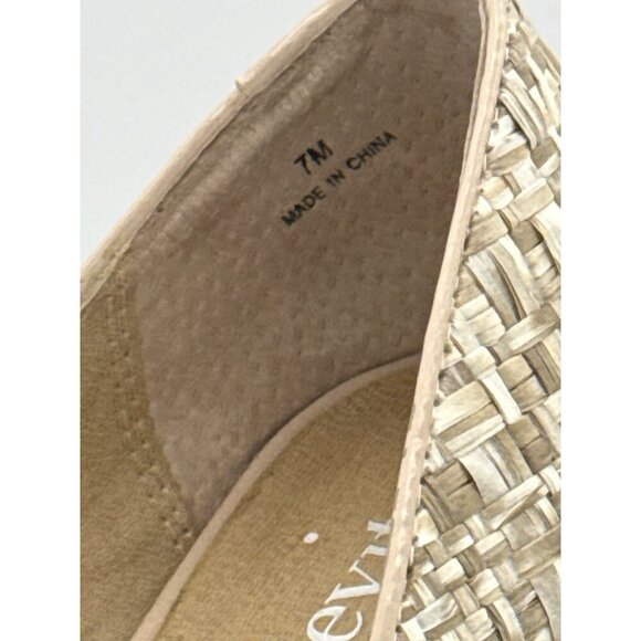 Levity Womens Peep Toe Platform Heels Size 7M Woven Texture Beige & Brown - Picture 6 of 7